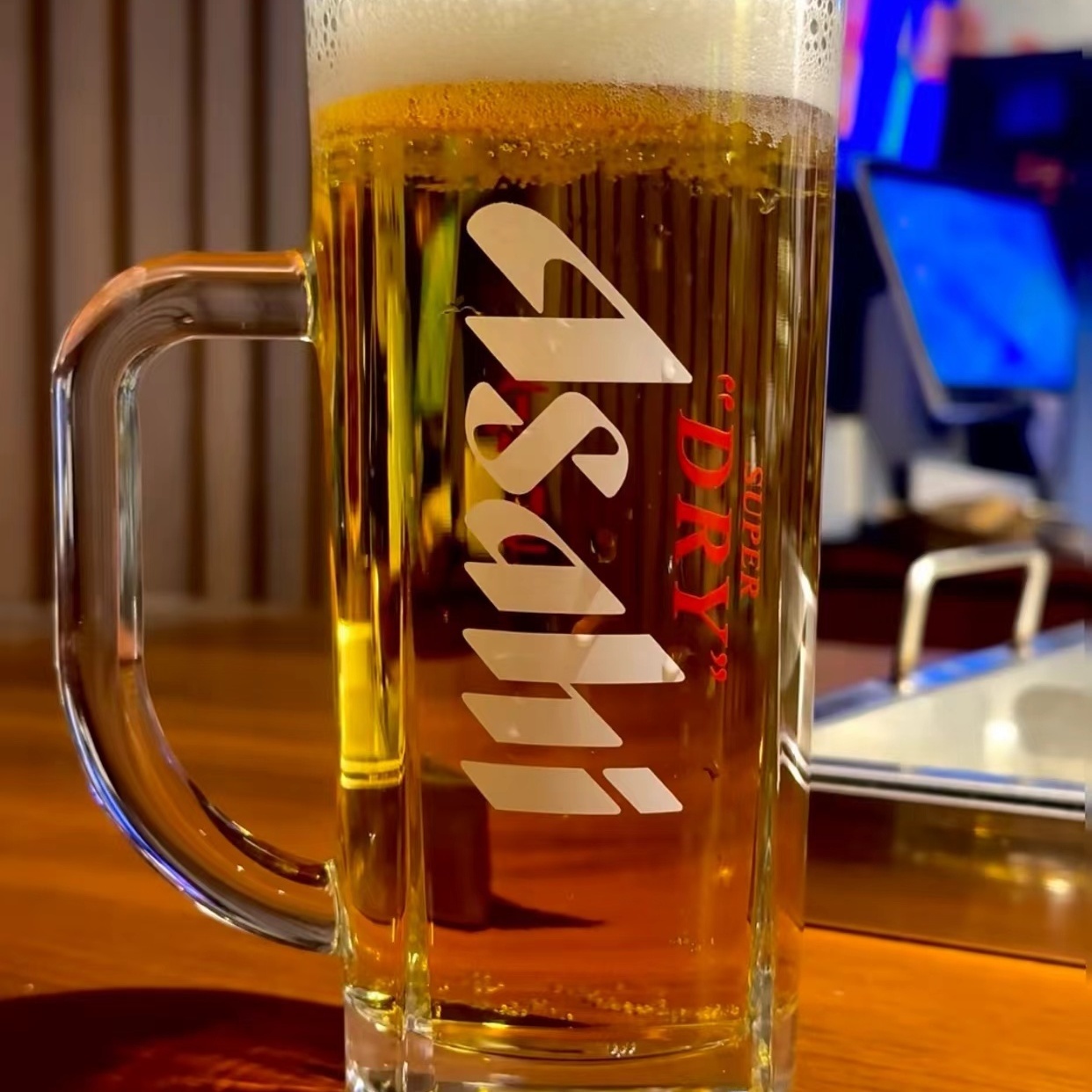 Craft Beer & Wine U- - كوب بيرة أساهي سميك بمقبض للمطاعم