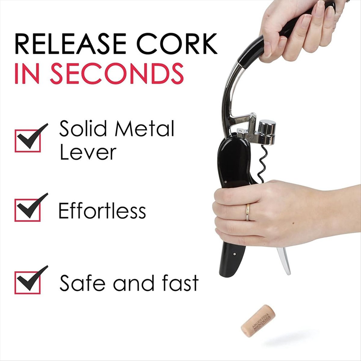 Cork Screw Lever - فتاحة زجاجات النبيذ من الفولاذ المقاوم