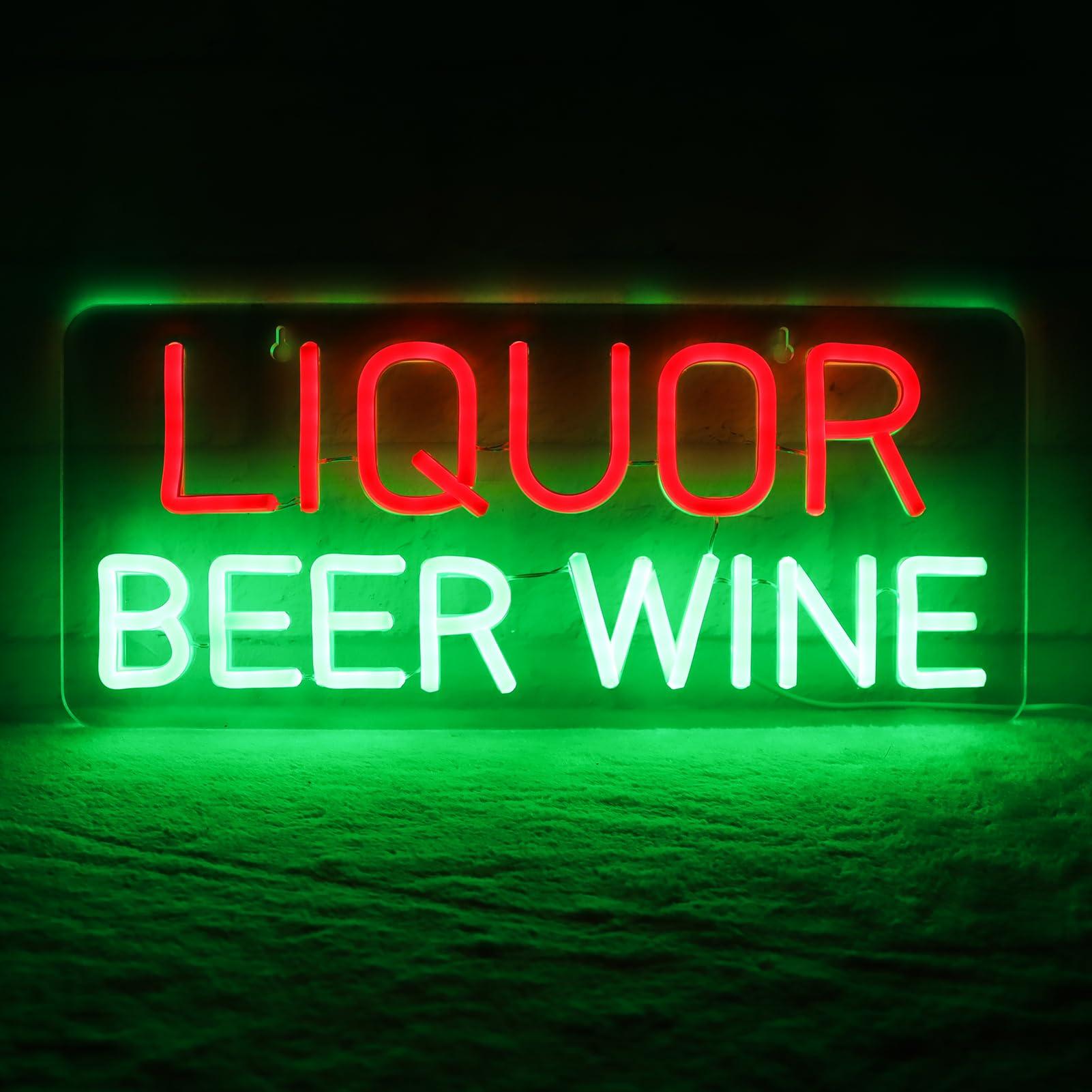 Wine Beer Liquor Store - لافتات نيون للخمور والبيرة والنبيذ لتزيين