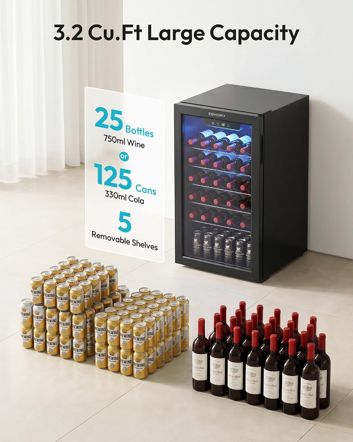 ثلاجة مشروبات سعة 125 عبوة مع  - مراجعة Wine Beer Fridge وسعره