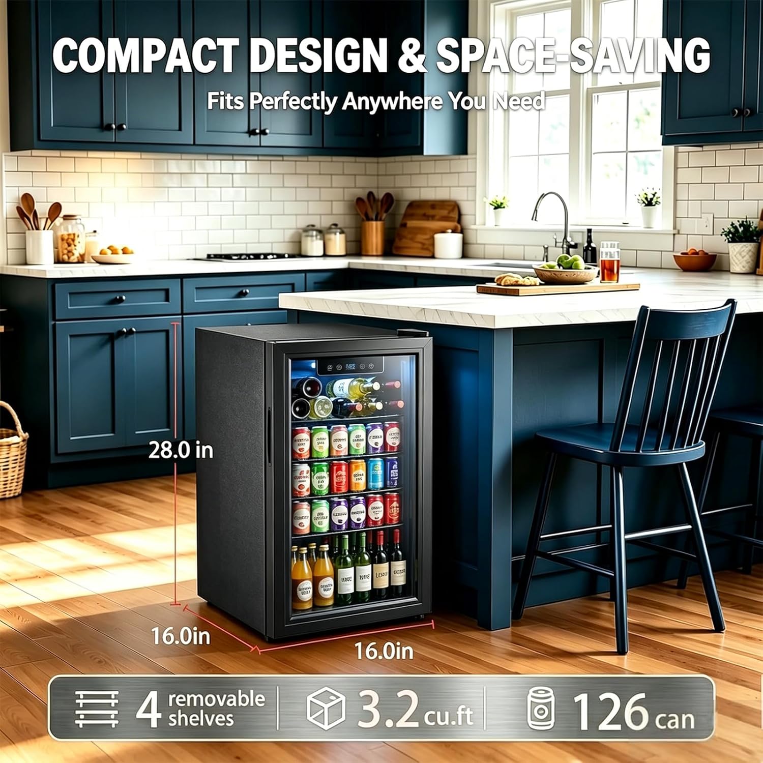 ثلاجة مشروبات بسعة 3.2 قدم مكع - مراجعة Wine Beer Fridge وسعره