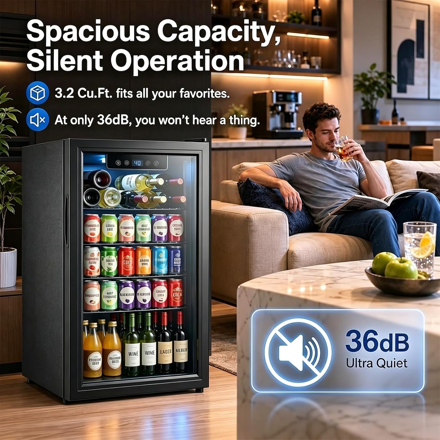 ثلاجة مشروبات بسعة 3.2 قدم مكع - مراجعة Wine Beer Fridge وسعره
