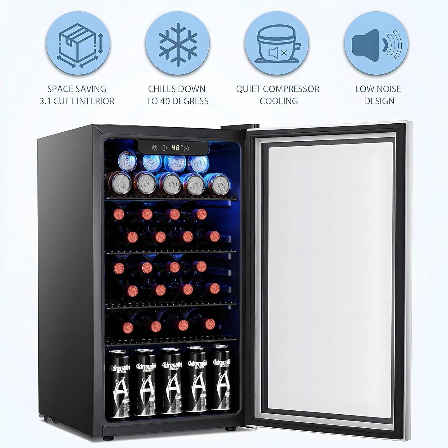 ثلاجة نبيذ صغيرة بسعة 26 زجاجة - مراجعة Wine Beer Fridge وسعره