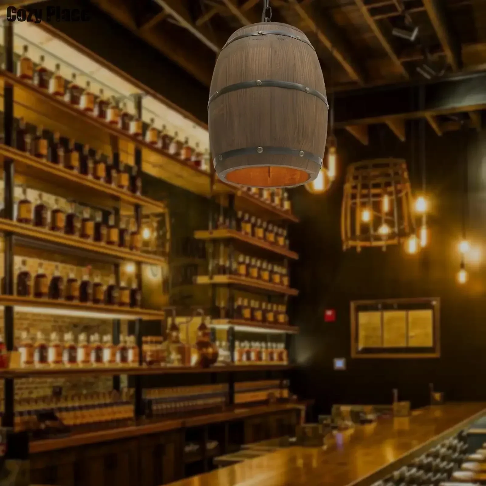 مصباح ريفي عتيق، ثريا خشبية مع - مراجعة Wine & Beer Shop وسعره